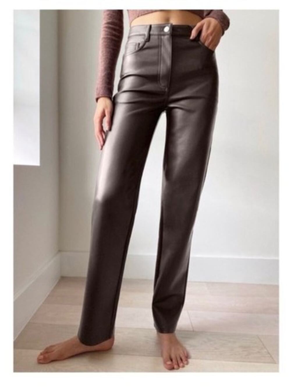 Wilfred Melina Chocolate Brown Faux Leather Pants Size 00